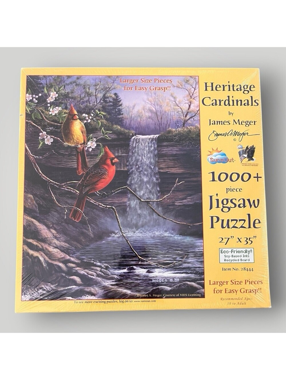 Heritage Cardinals 1000+ Large Pc Jigsaw Puzzle James Meger Waterfall NEW SEALED